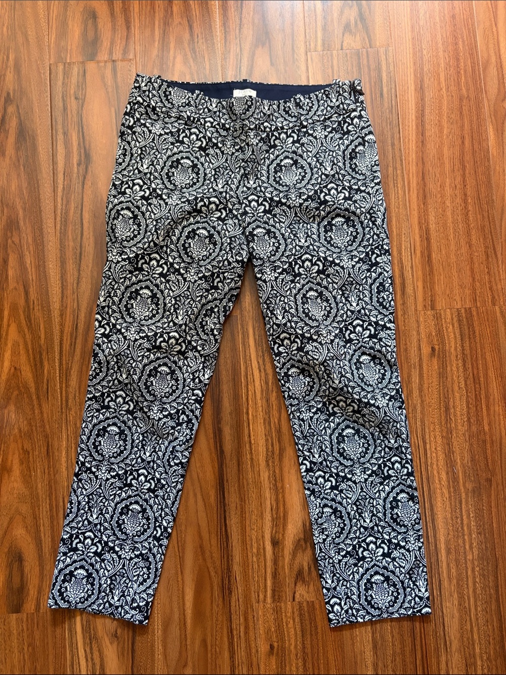 J. Crew Black & White Floral Medallion Capris